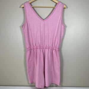 JANE & DELANCEY Pink Tie Waist Sleeveless‎ Shorts Romper M w Pockets Vacation